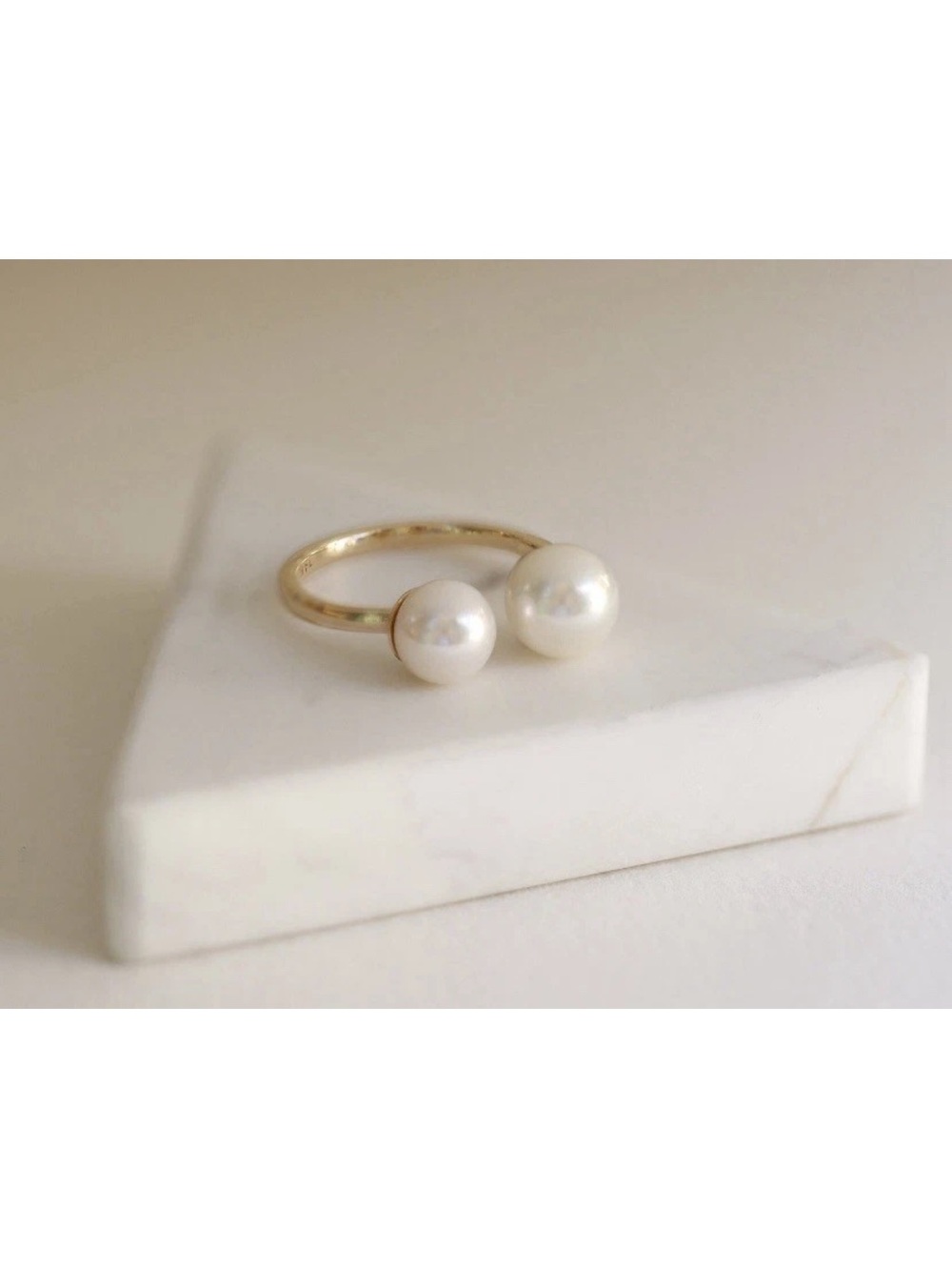 Open Pearl Ring 14K Solid Gold Size 5.5 2.8g